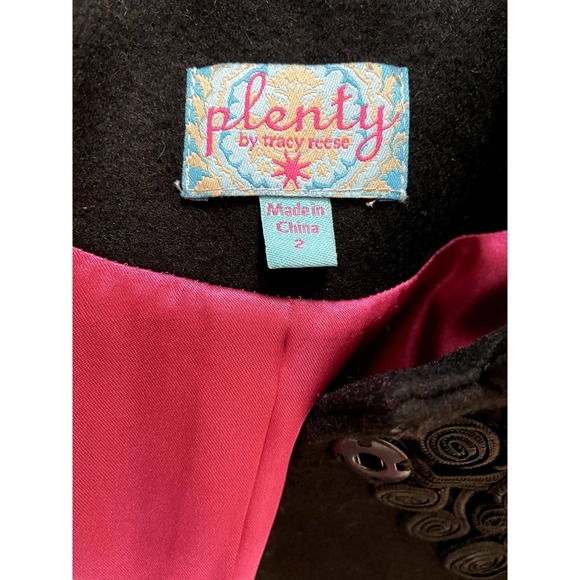 Plenty by Tracy Reese Womens Embroidered Dress Coat Long Sleeve Size 2 Black - Picture 10 of 10